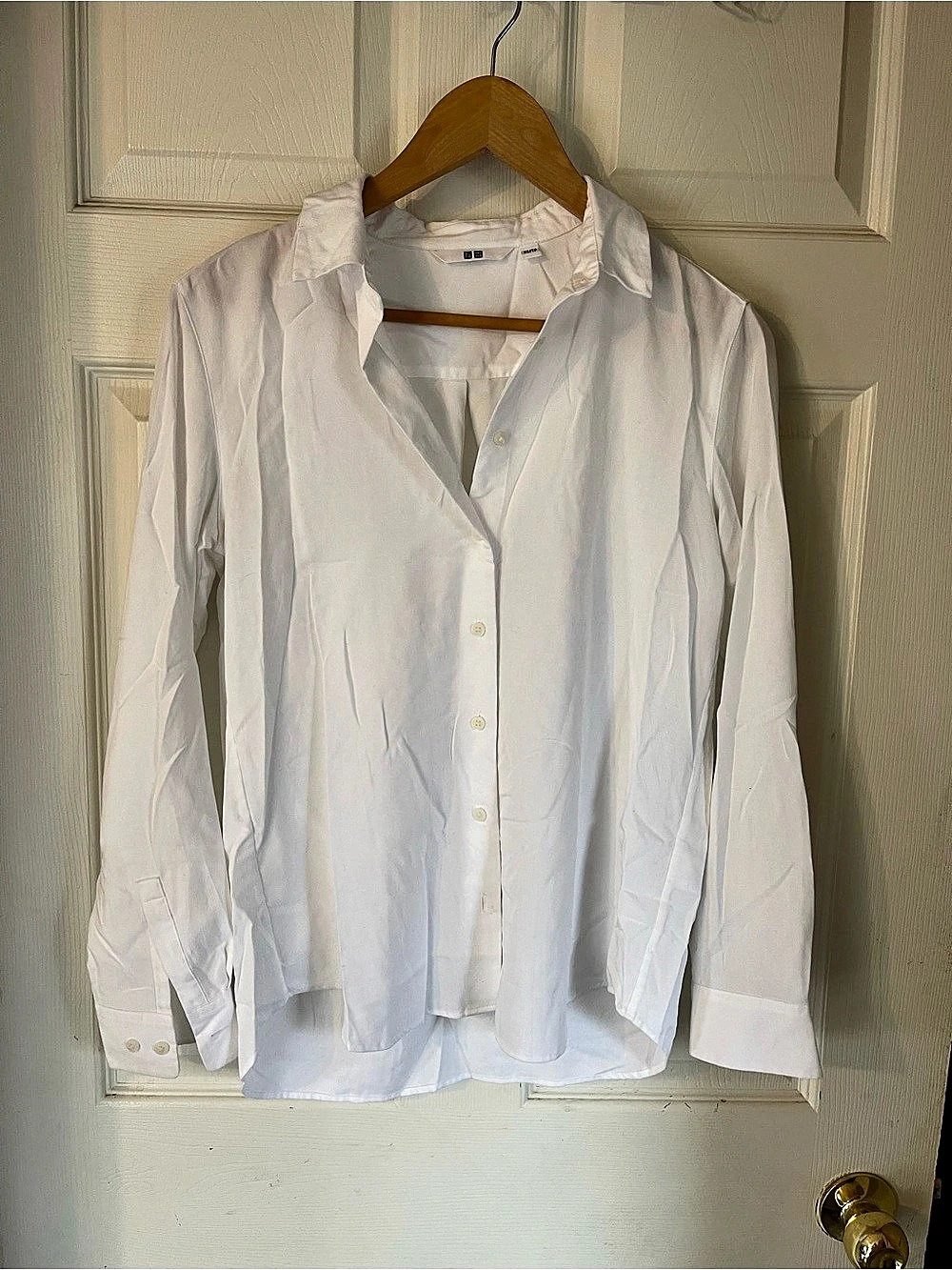 Uniqlo Rayon Long-Sleeve Blouse White Size Medium